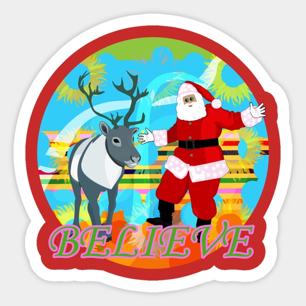 Santa Claus and Reindeer Sticker by momomoma